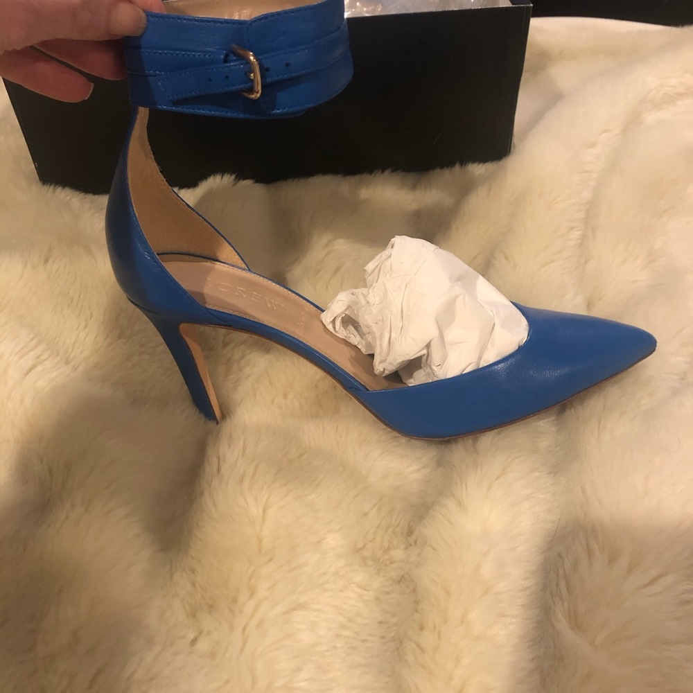 Jcrew ankle strap heels. Cobalt blue.